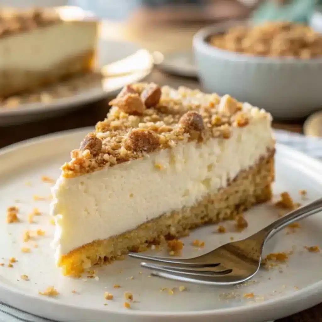 Mazapán Cheesecake: Creamy No-Bake Mexican Dessert You’ll Love 11 Slice of Mazapán Cheesecake on a dessert plate