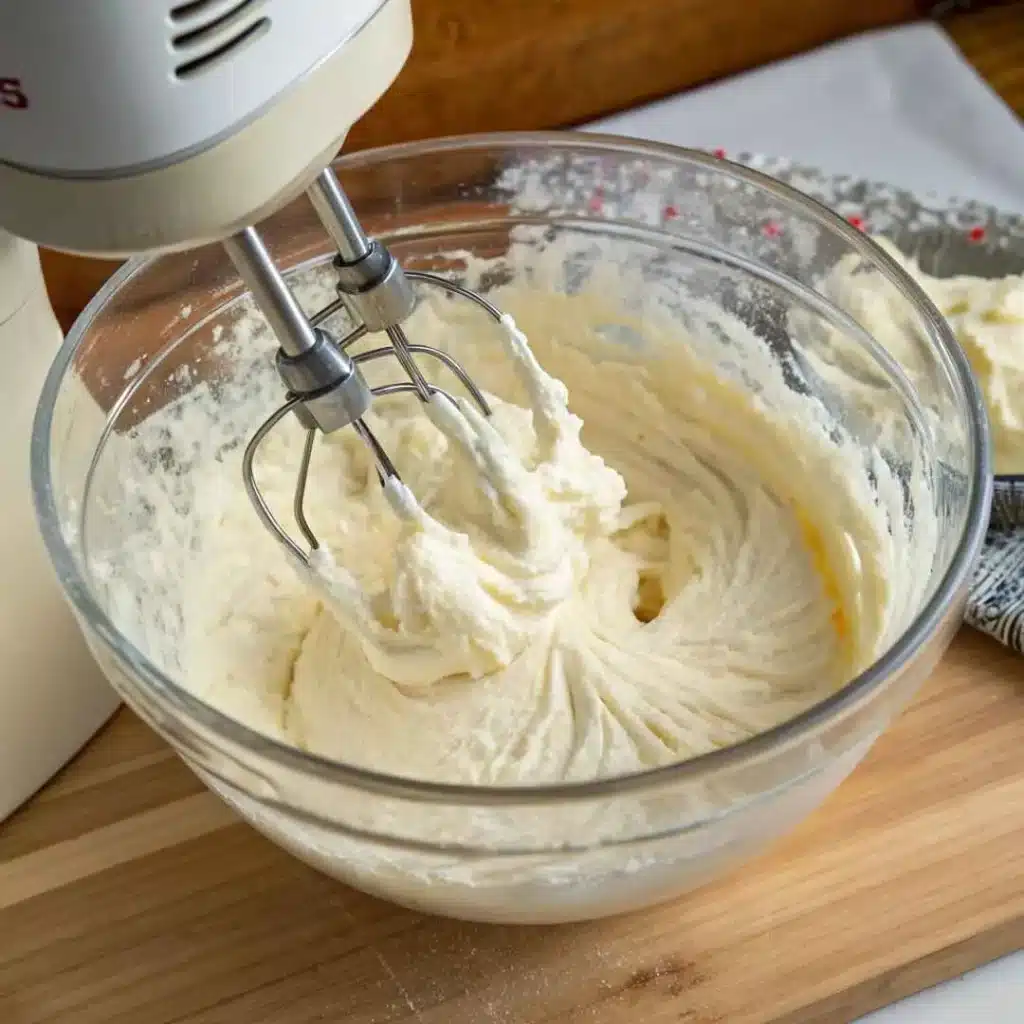 Mazapán Cheesecake: Creamy No-Bake Mexican Dessert You’ll Love 9 Mixing cream cheese and Mazapán for cheesecake filling