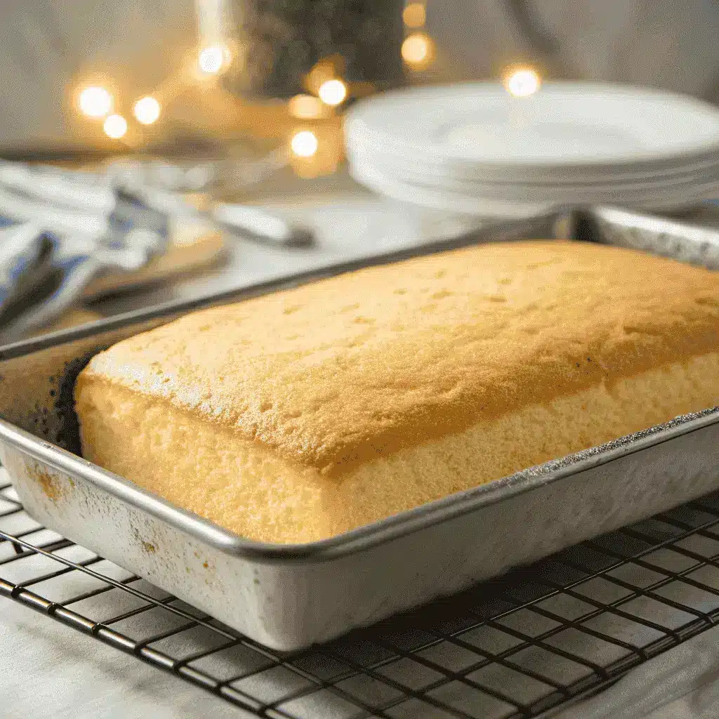 Dalgona Coffee Tres Leches Cake – A Delicious Coffee Twist 5 Baked sponge for Dalgona coffee tres leches cake cooling on rack