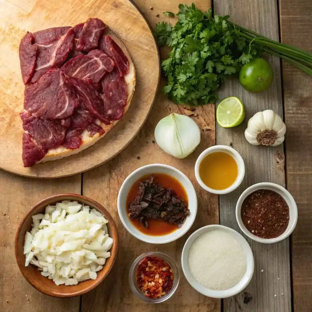 Birria Pizza Recipe: Crispy Crust, Cheesy, and Boldly Flavorful 9 Ingredients for birria pizza with beef, cheese, dried chiles, and pizza crust