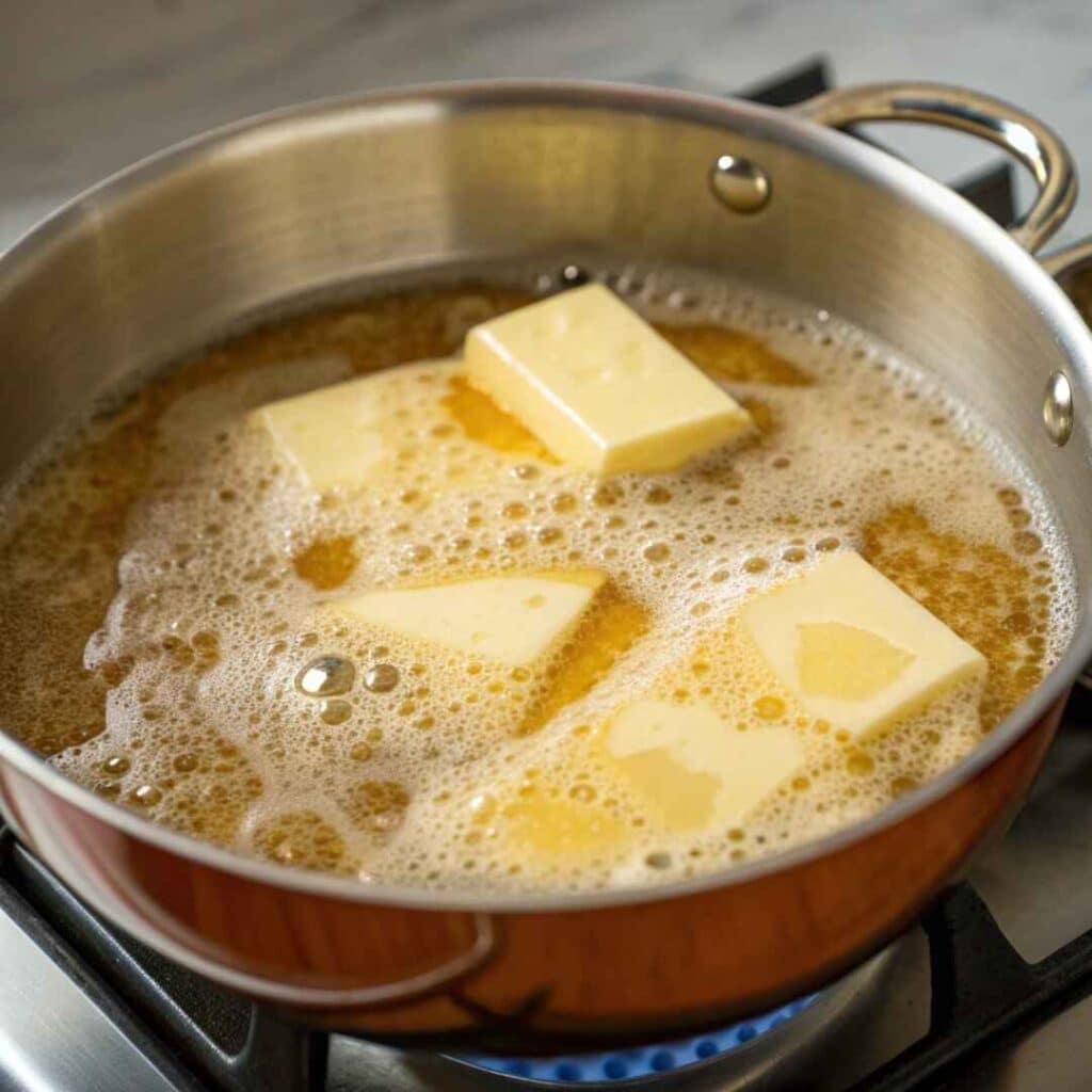 Browned butter in saucepan for bizcochitos