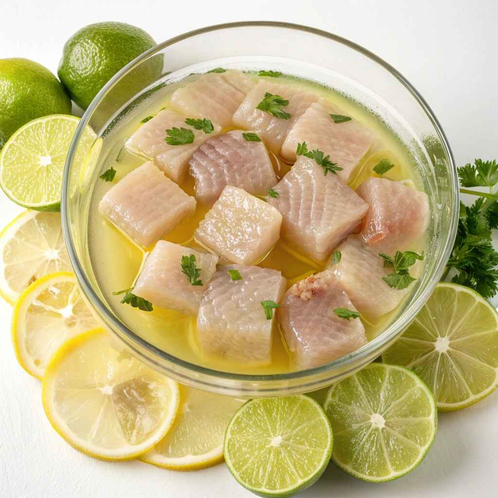 Ceviche Recipe: Easy, Fresh, and Full of Flavor 8 Fish marinating in lime juice