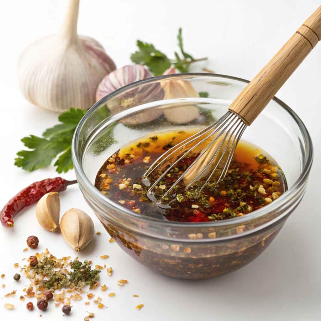 Mixing carne asada marinade in a bowl