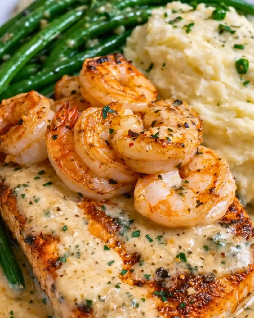 Cajun Shrimp and Salmon with Garlic Cream Sauce 8 Cajun Shrimp and Salmon with Garlic Cream Sauce