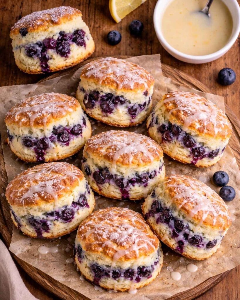 Blueberry Biscuits with Lemon Glaze