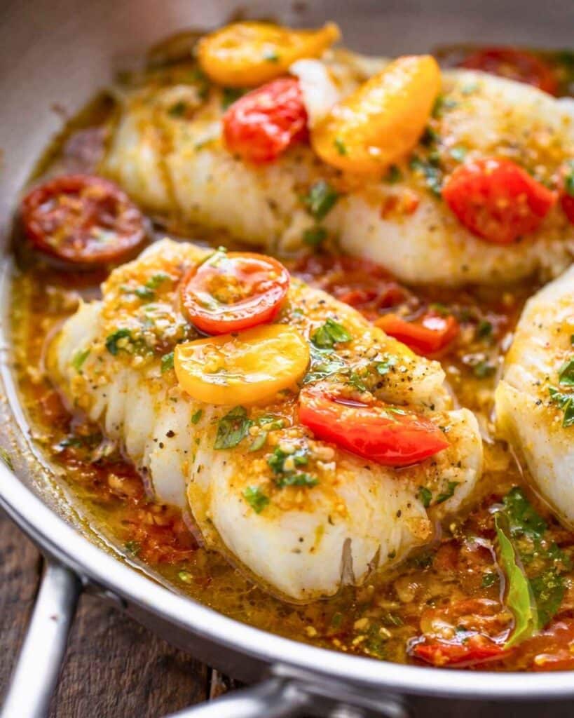 Pan-Seared Cod with Tomato Basil Sauce (Easy & Fresh)