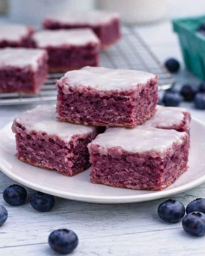 Glazed blueberry brownies
