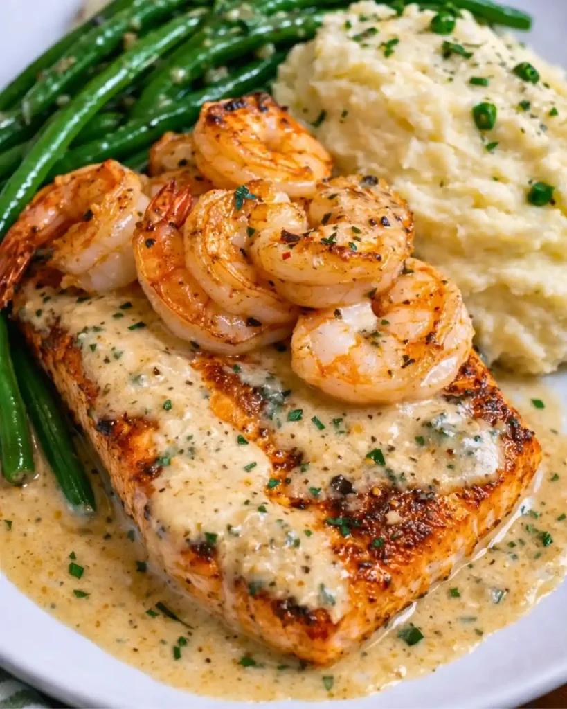 Cajun Shrimp and Salmon with Garlic Cream Sauce 7 Cajun Shrimp and Salmon with Garlic Cream Sauce