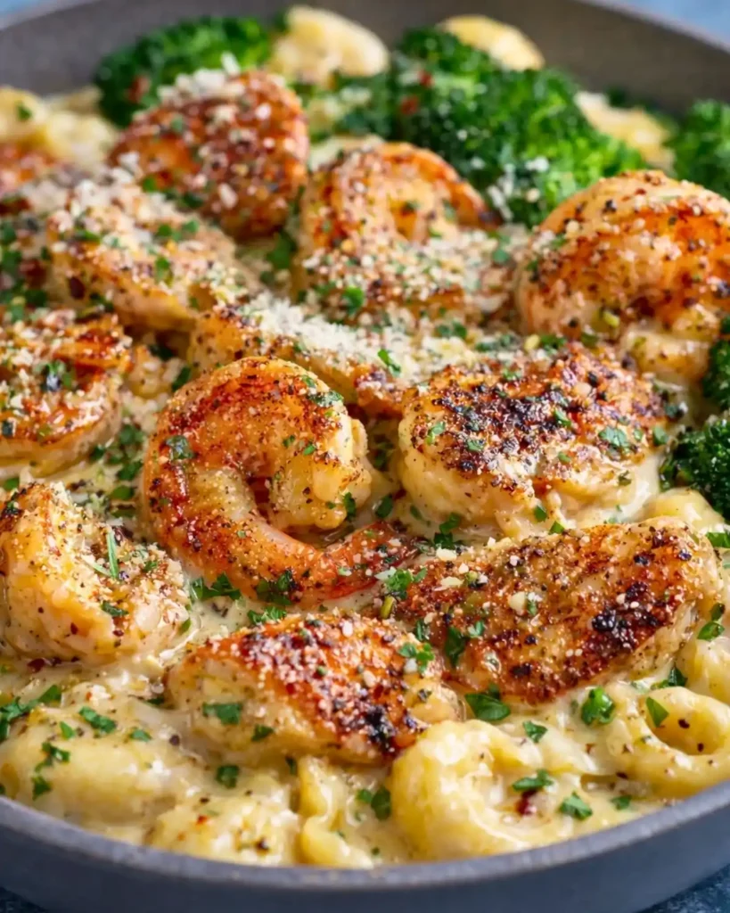 Shrimp and Chicken with Creamy Garlic Sauce 5 Creamy Garlic Shrimp and Chicken (Easy One-Pan Dinner)