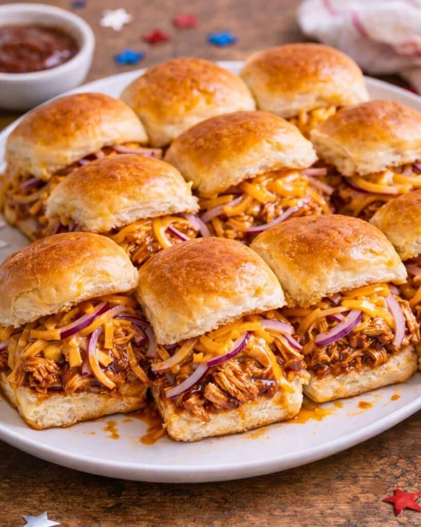Serving BBQ Chicken Sliders