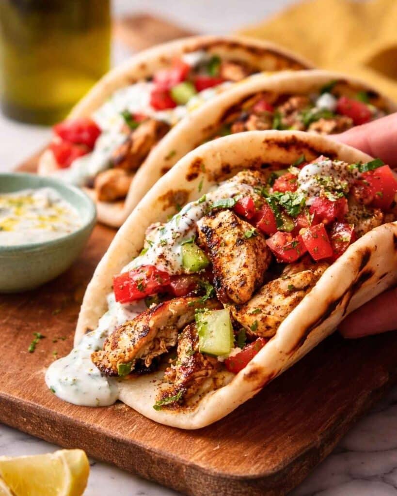 Mediterranean chicken tacos