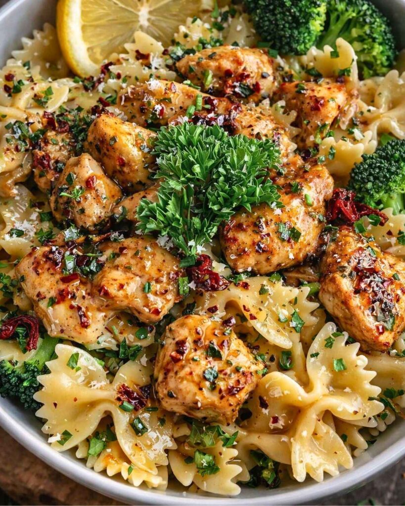 Cowboy Butter Lemon Bowtie Chicken with Broccoli