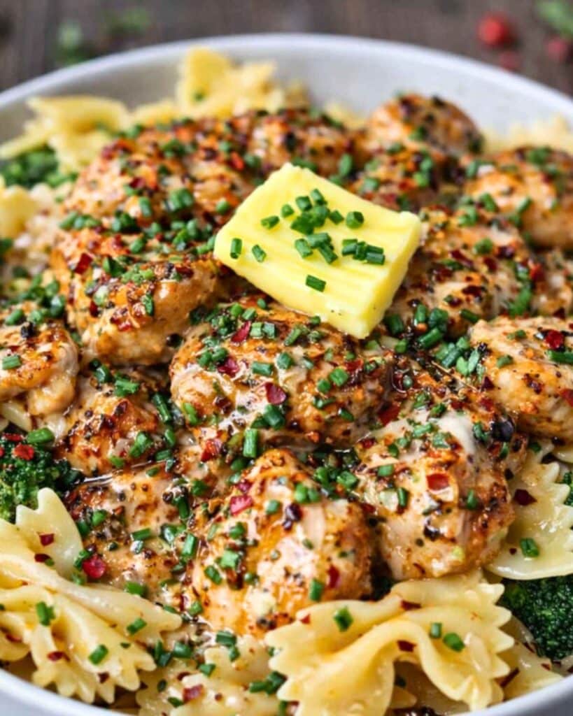 Cowboy Butter Lemon Bowtie Chicken with Broccoli