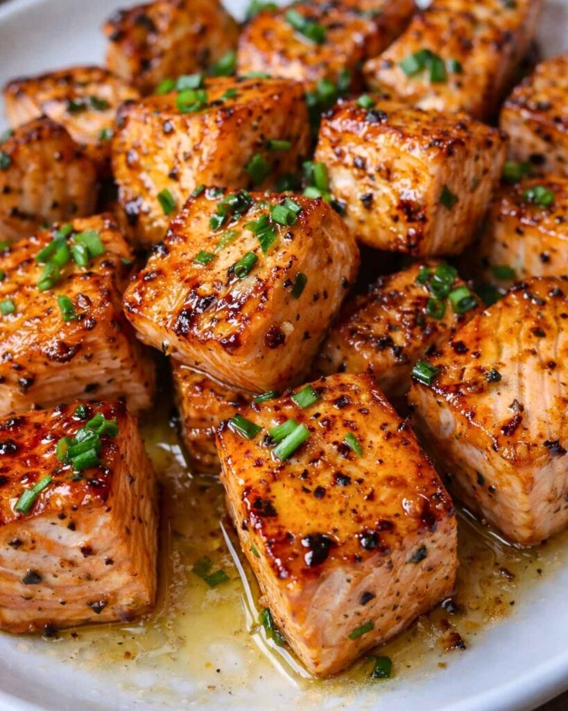 Hot honey air fryer salmon bites