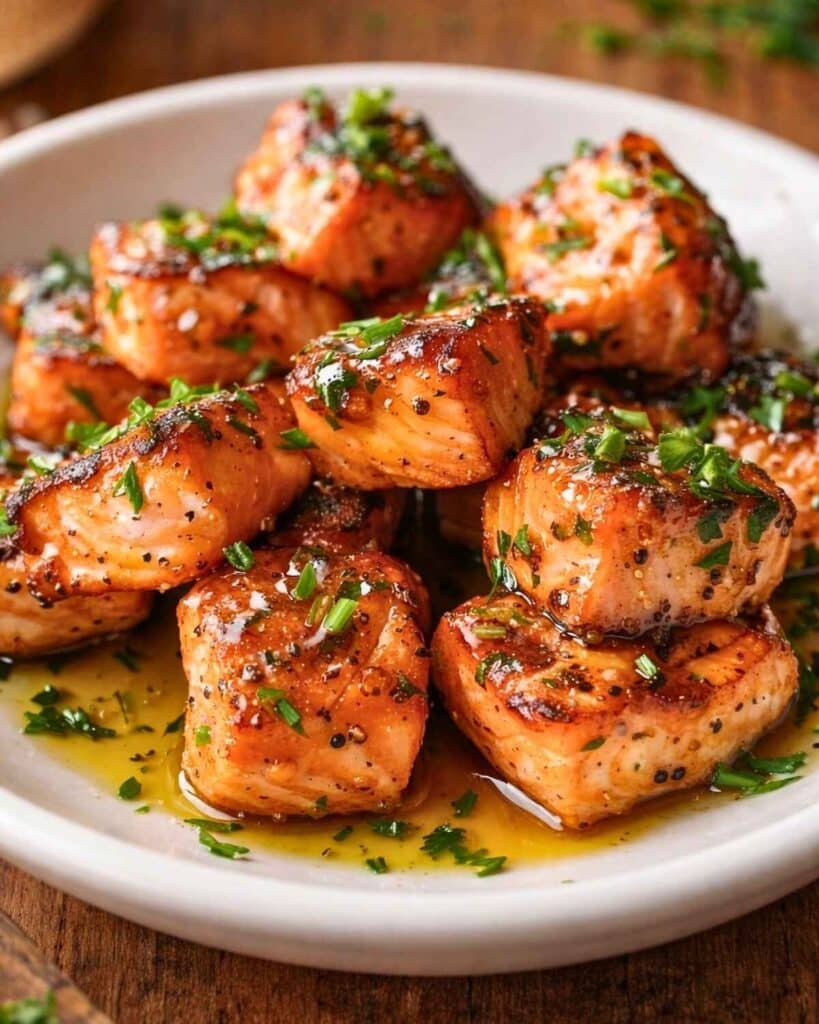 Hot honey air fryer salmon bites