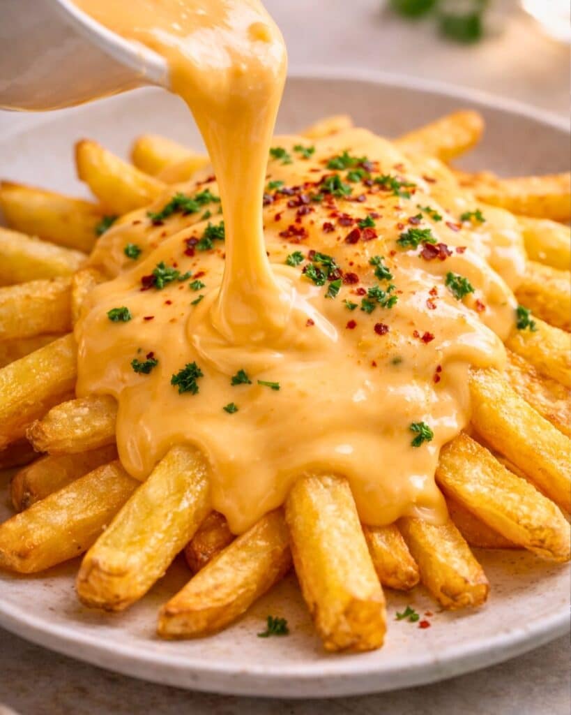 Pour the warm Cheese Sauce