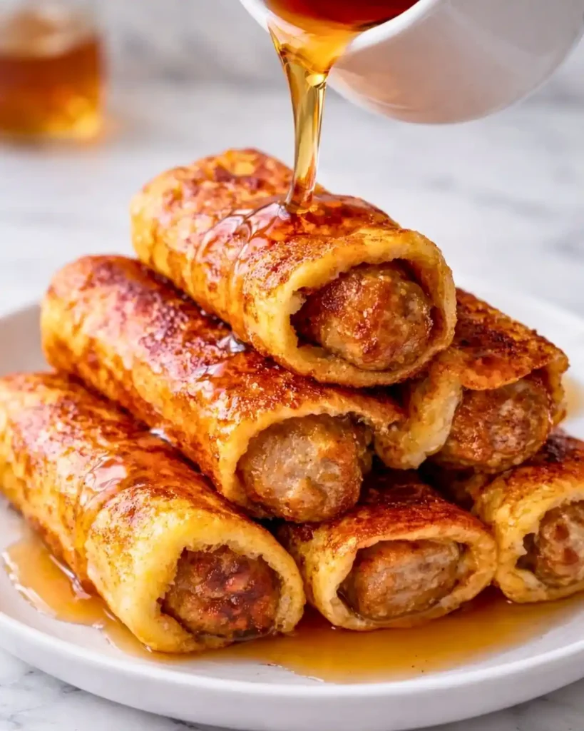 Sausage French Toast Roll-Ups 8 Sausage French toast roll-ups are a savory-sweet breakfast dish