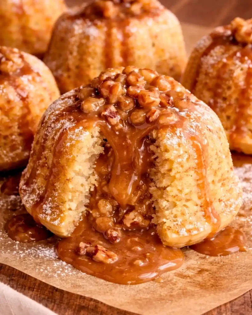Mini bananas foster lava bundt cakes