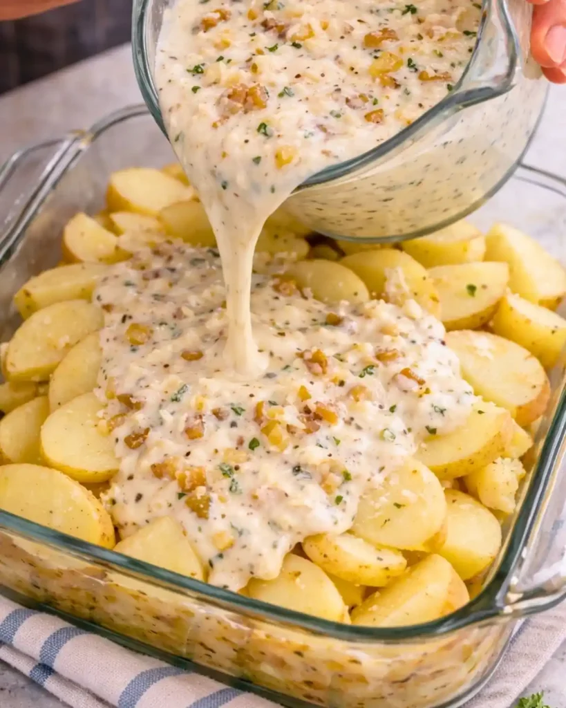 Creamy Baked Potatoes with Caramelized Onions