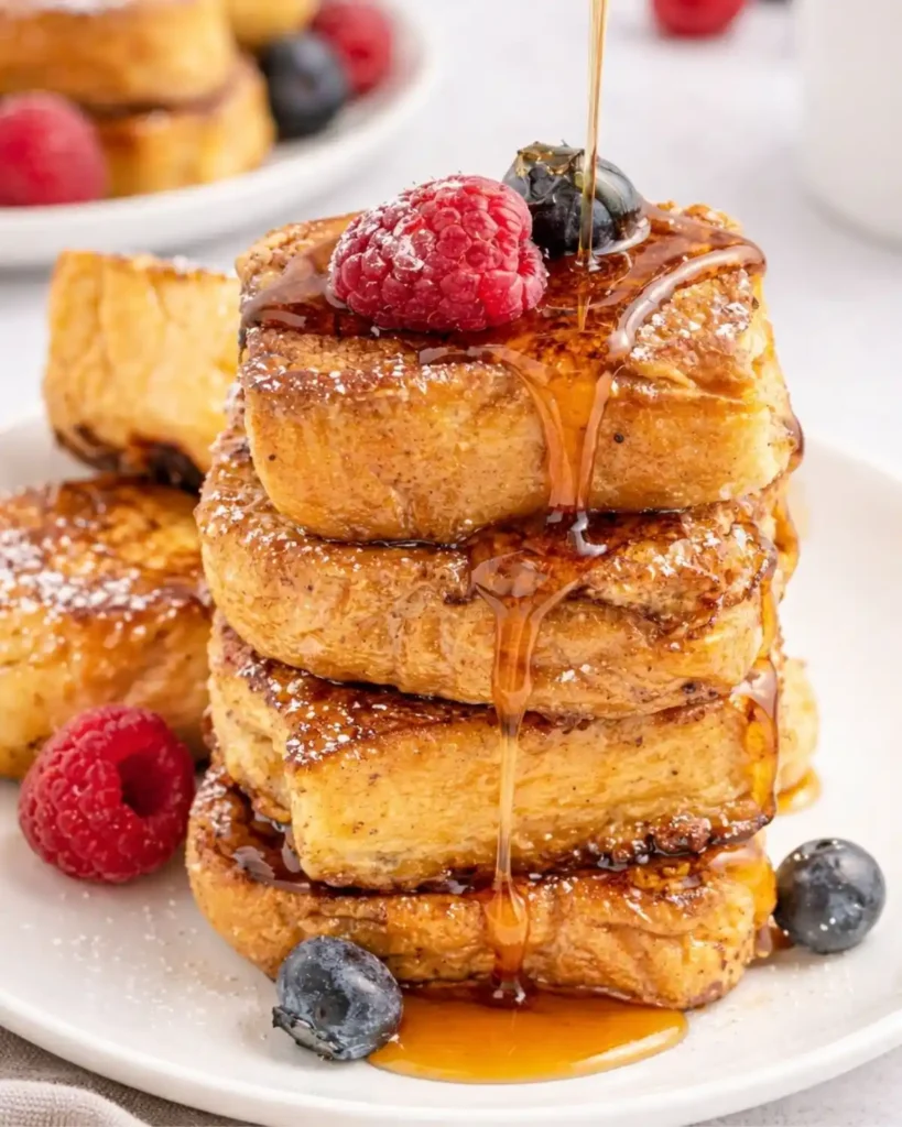 Hawaiian Roll French Toast Bites with Berries & Syrup