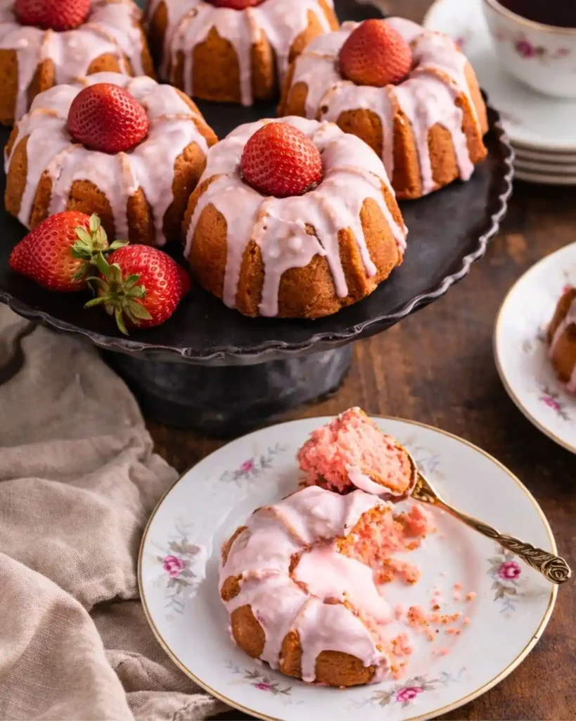 Mini Strawberry Bundt Cakes