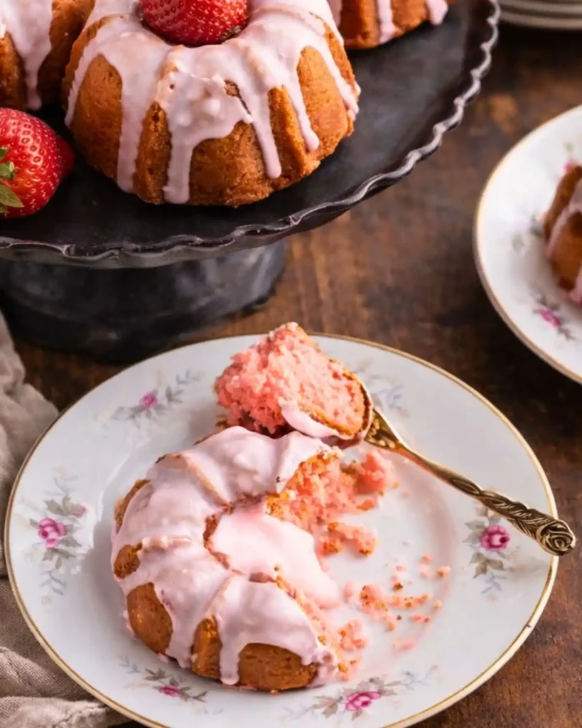 Mini Strawberry Bundt Cakes