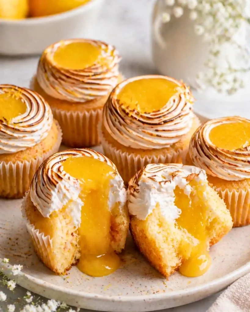Easy Lemon Meringue Cupcakes – Soft Cake with Lemon Curd Filling