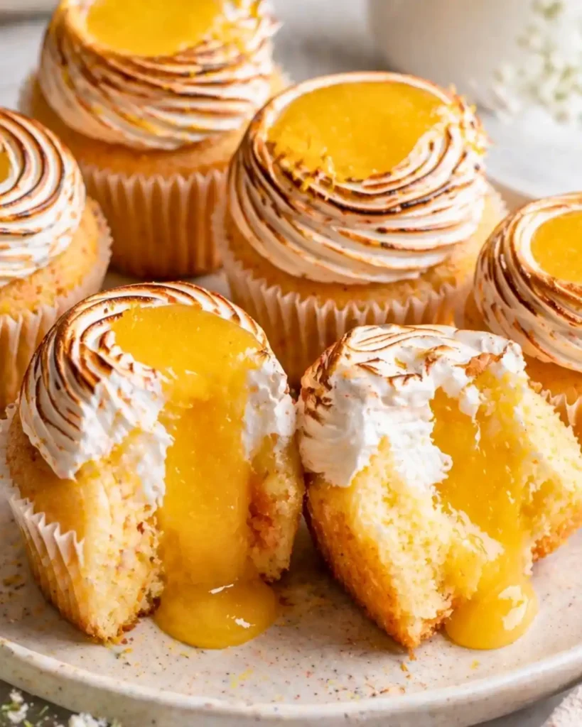 Easy Lemon Meringue Cupcakes – Soft Cake with Lemon Curd Filling