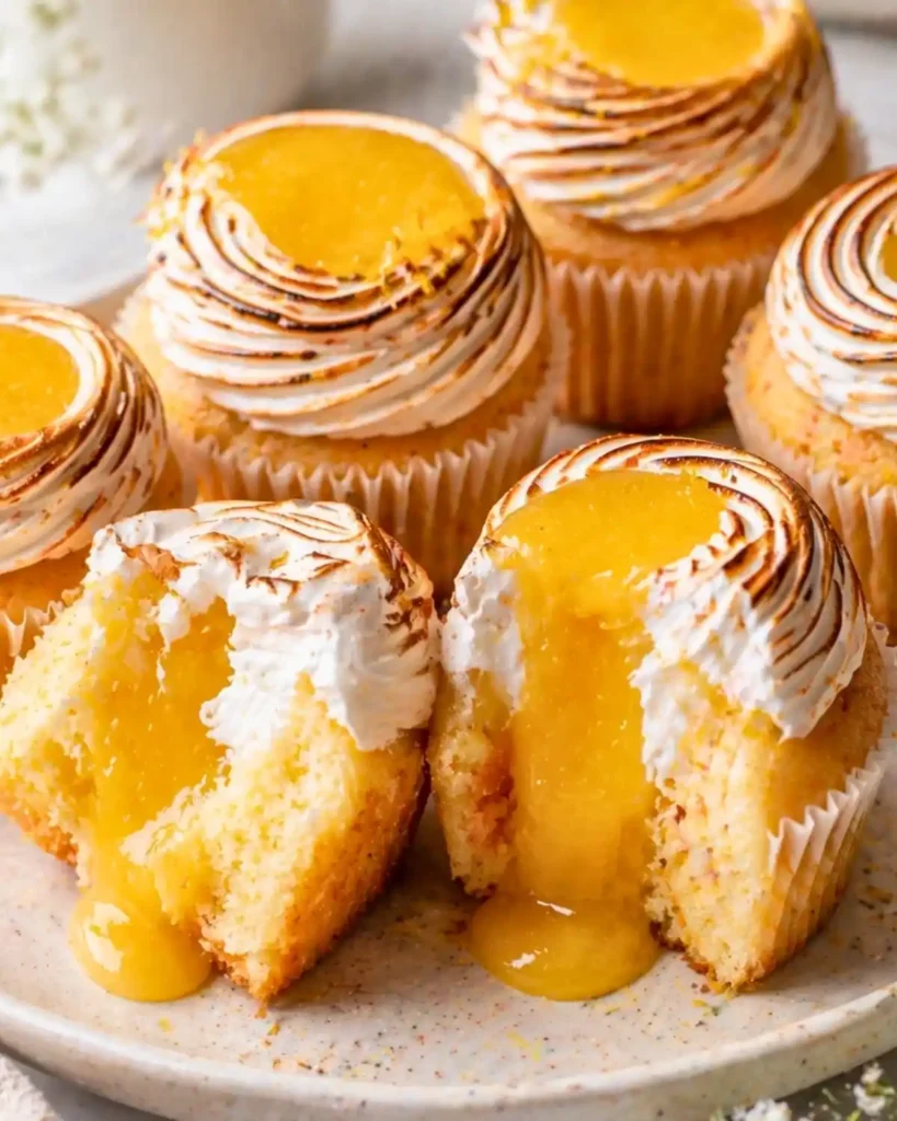 Easy Lemon Meringue Cupcakes – Soft Cake with Lemon Curd Filling