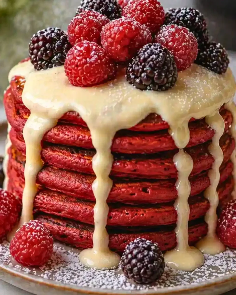 Decadent Red Velvet Pancakes