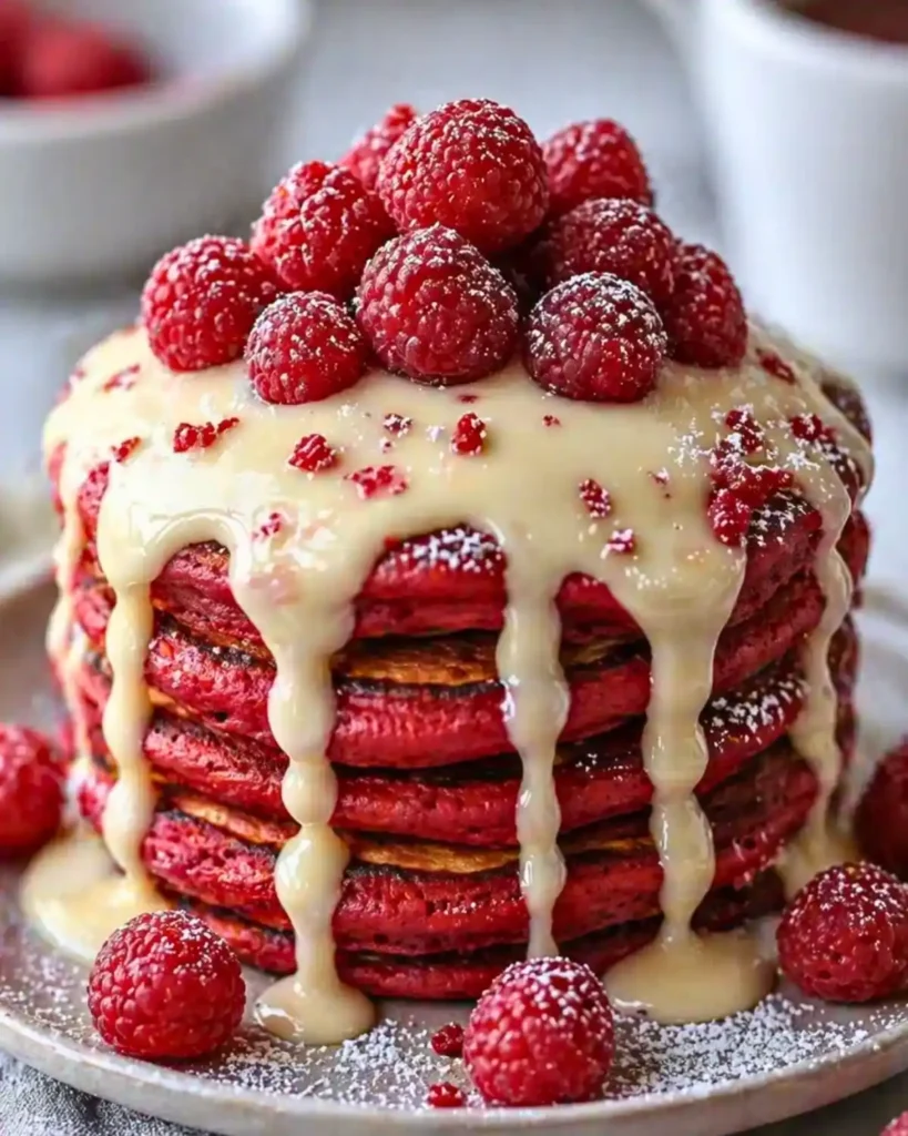 Decadent Red Velvet Pancakes