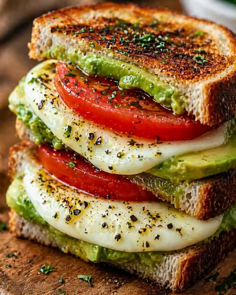 Avocado, Mozzarella, and Tomato Grilled Cheese