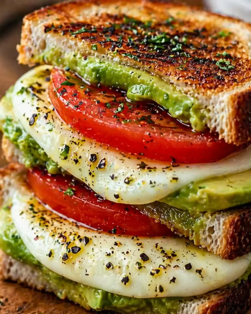 Avocado, Mozzarella, and Tomato Grilled Cheese