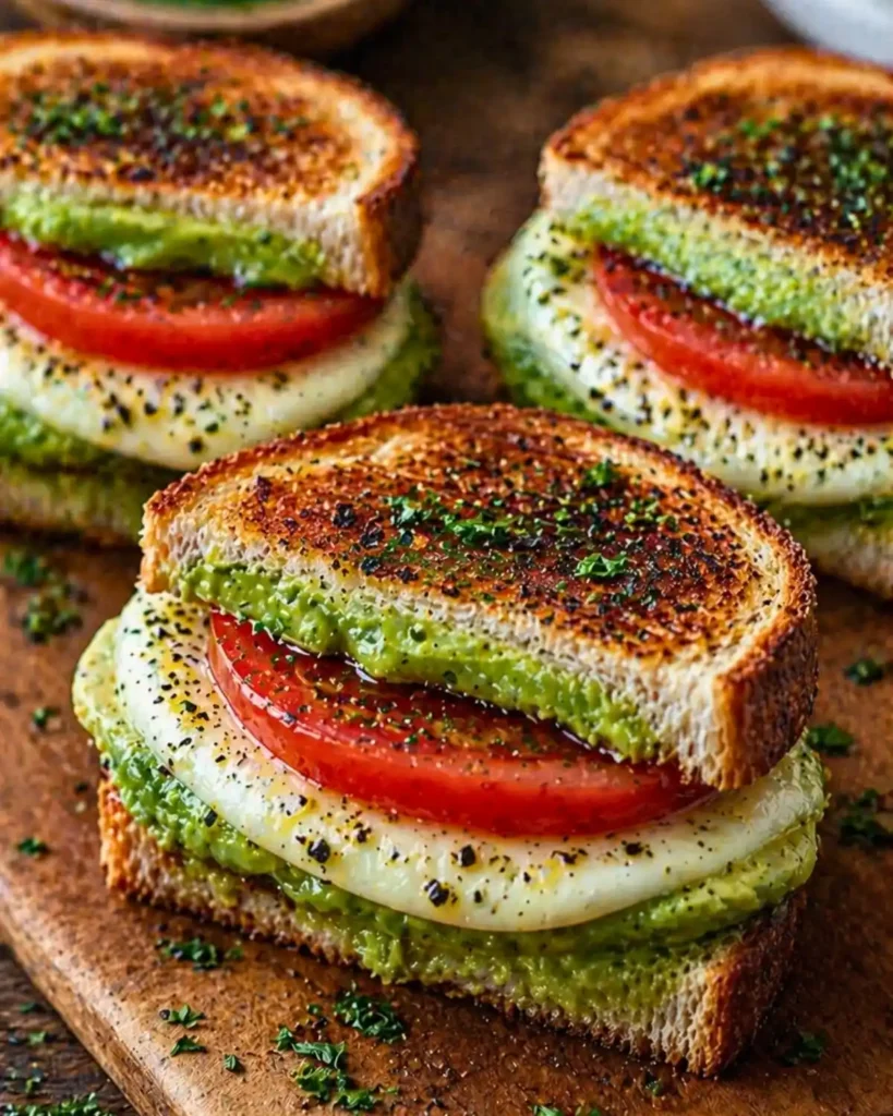Avocado, Mozzarella, and Tomato Grilled Cheese