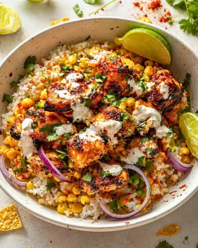 Flavorful Street Corn Chicken Rice Bowl Recipe