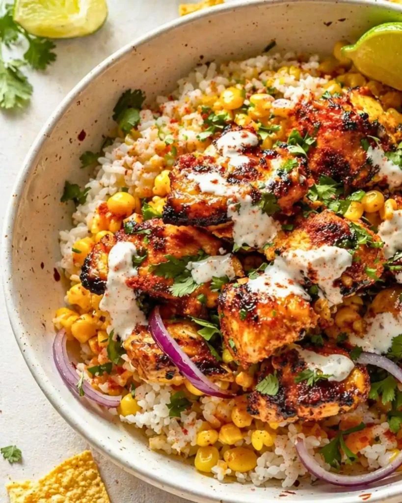 Flavorful Street Corn Chicken Rice Bowl Recipe