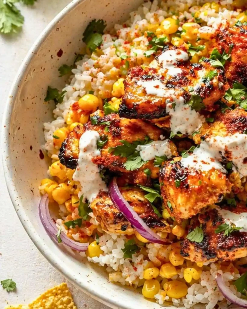 Flavorful Street Corn Chicken Rice Bowl Recipe