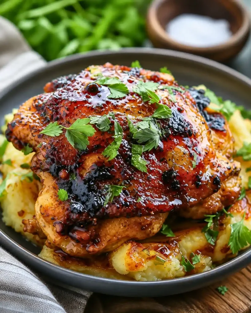 Chipotle Honey Chicken Thighs with Smoked Gouda Mashed Potatoes