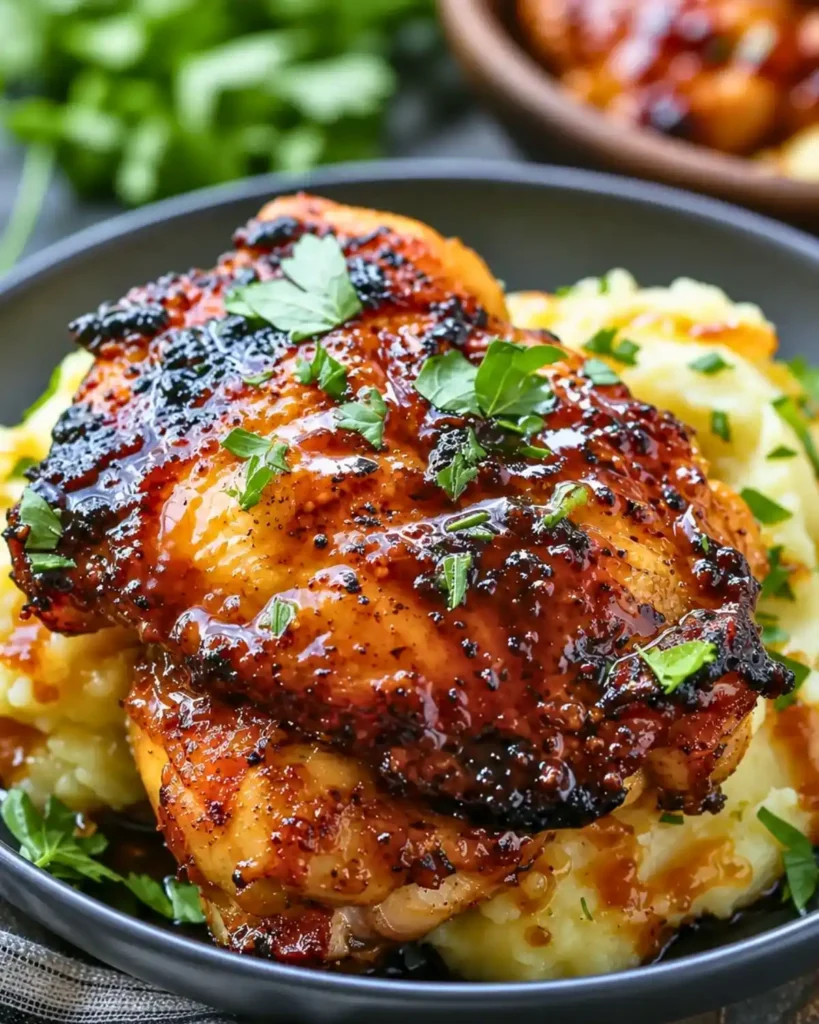 Chipotle Honey Chicken Thighs with Smoked Gouda Mashed Potatoes