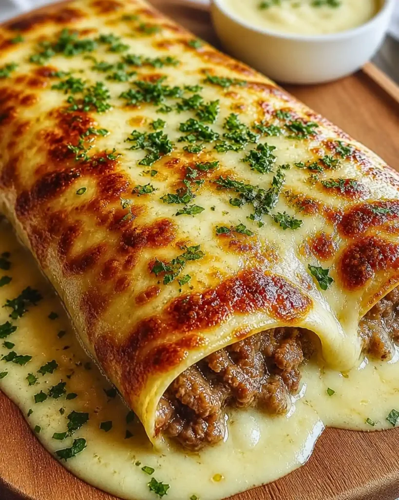 Cheesy Beef Enchiladas with Creamy White Sauce