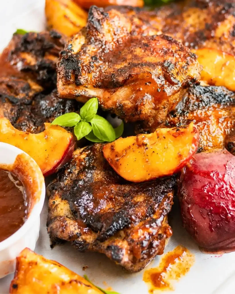 Grilled Bourbon Peach BBQ Chicken Recipe