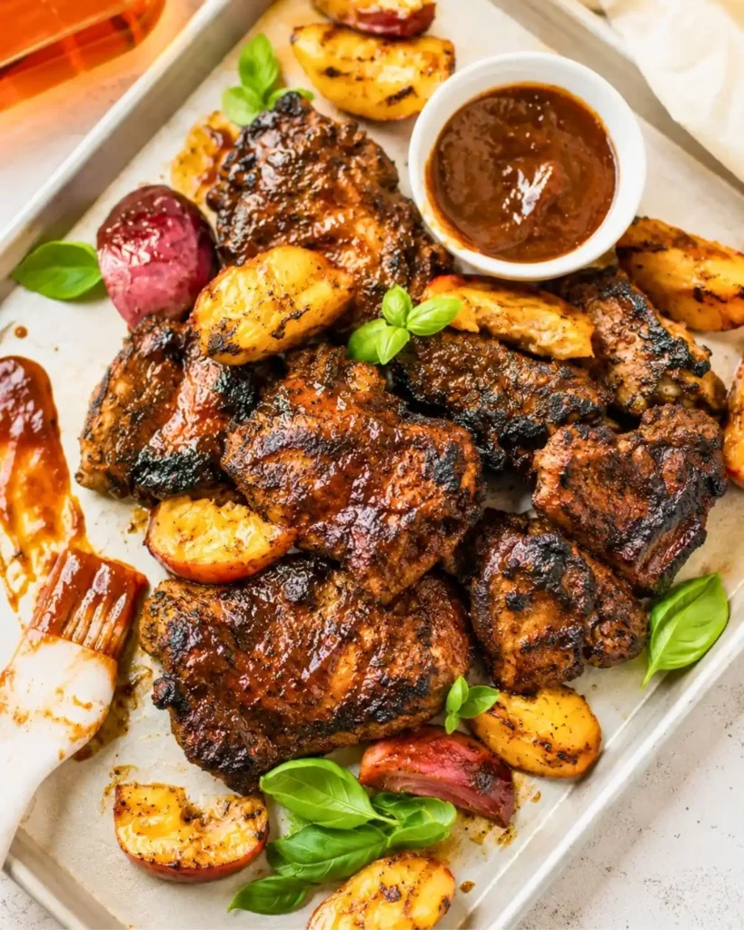 Grilled Bourbon Peach BBQ Chicken Recipe