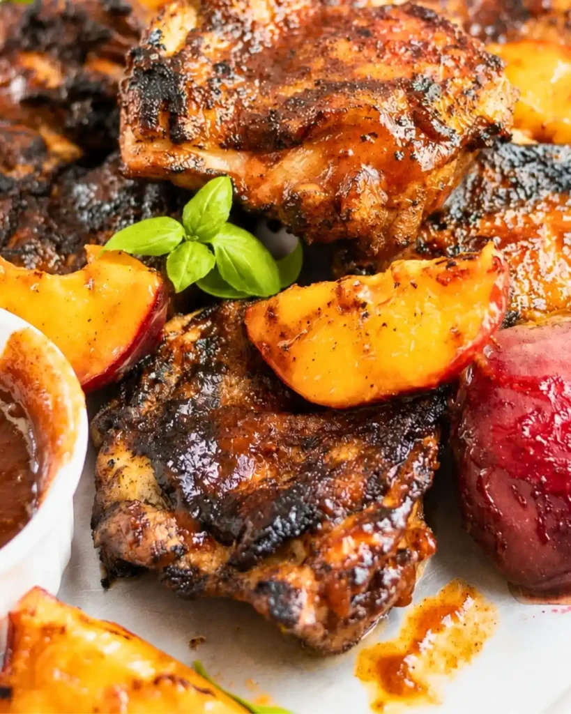 Grilled Bourbon Peach BBQ Chicken Recipe