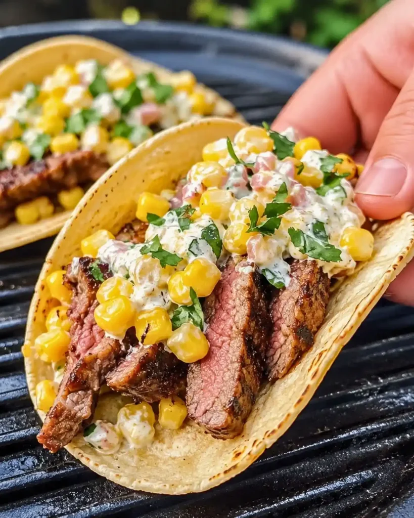 Grilled Steak Elote Tacos