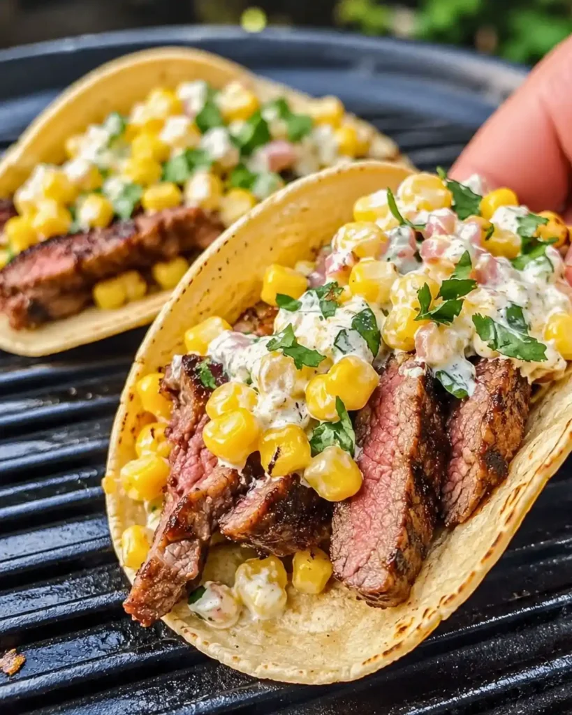 Grilled Steak Elote Tacos