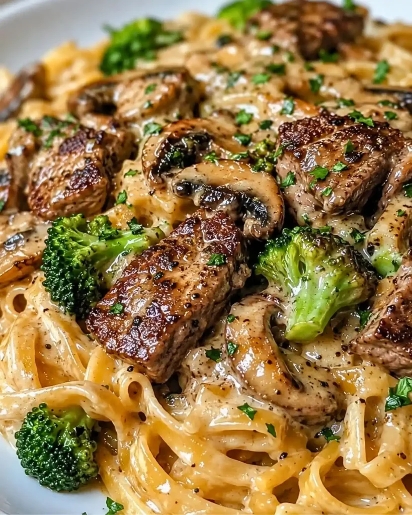 Smoky Parmesan Steak Linguine with Broccoli and Mushrooms 7 Smoky Parmesan Steak Linguine with Broccoli and Mushrooms