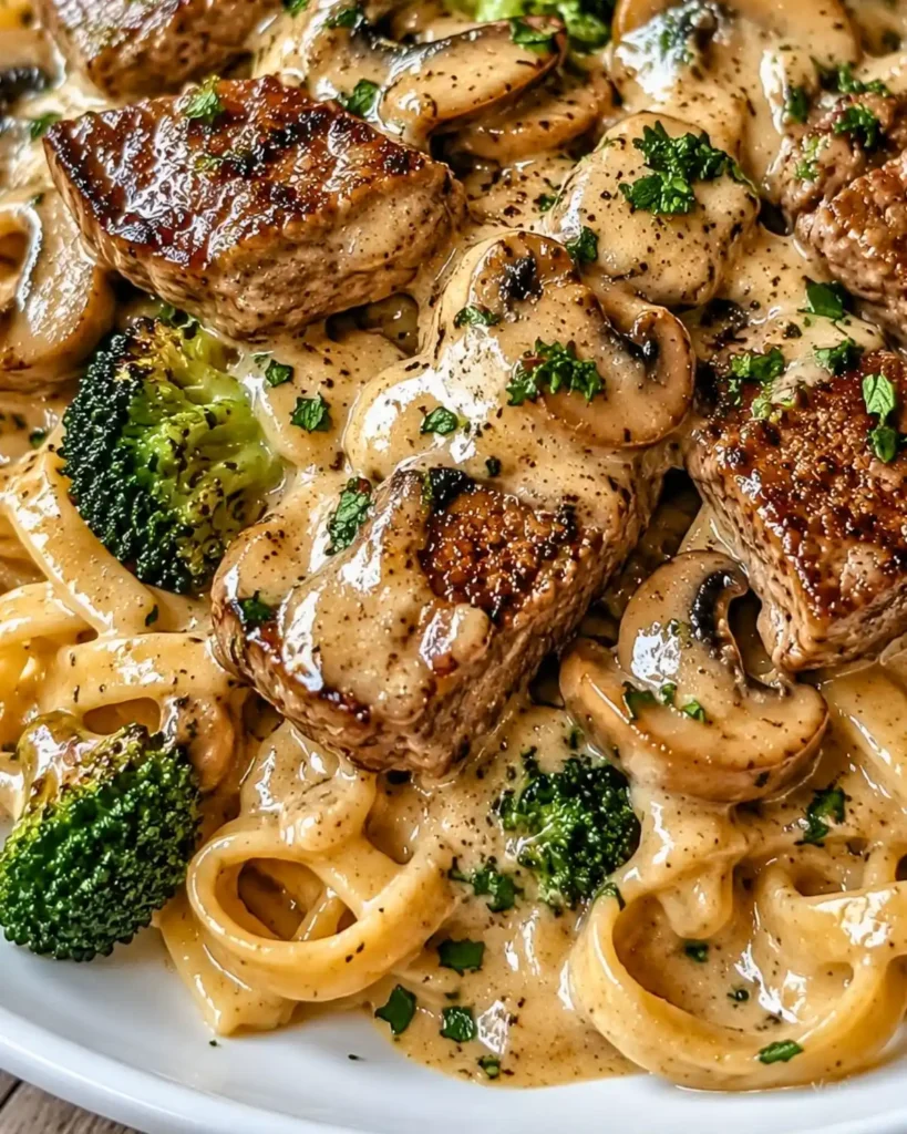 Smoky Parmesan Steak Linguine with Broccoli and Mushrooms 8 Smoky Parmesan Steak Linguine with Broccoli and Mushrooms