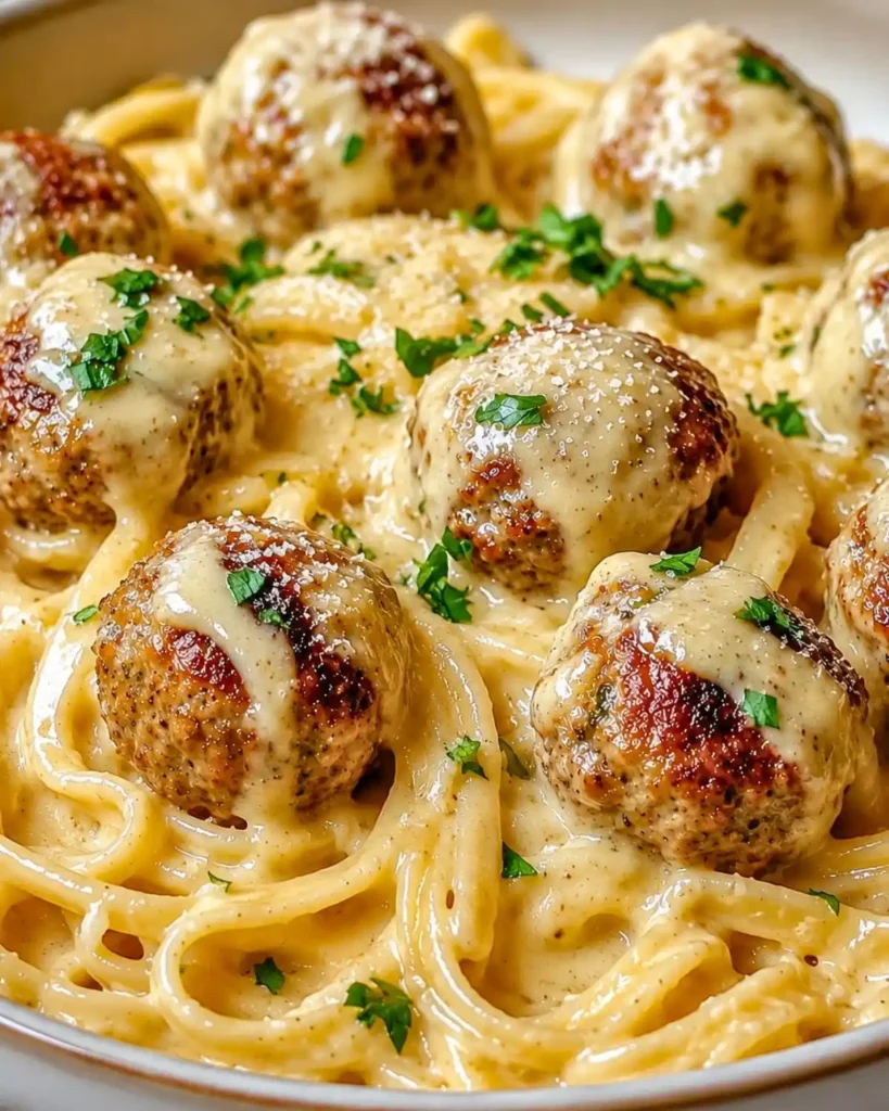 Parmesan Linguine & Garlic Butter Meatballs
