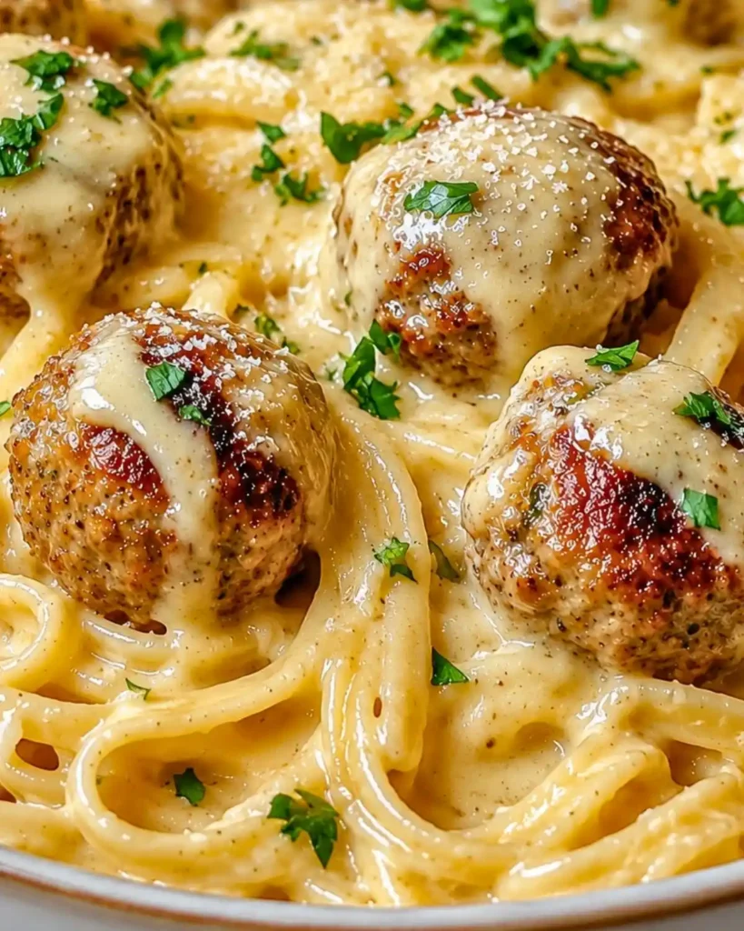 Parmesan Linguine & Garlic Butter Meatballs