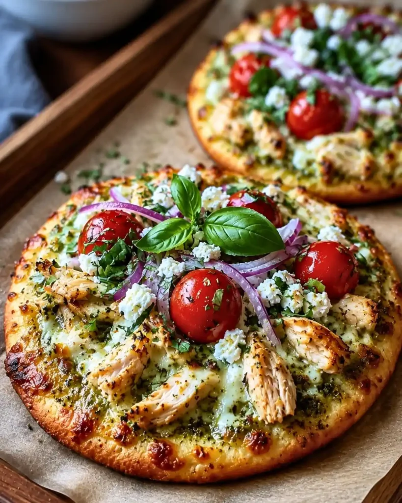 Pesto Chicken Flatbread with Mozzarella 8 Pesto Chicken Flatbread with Mozzarella